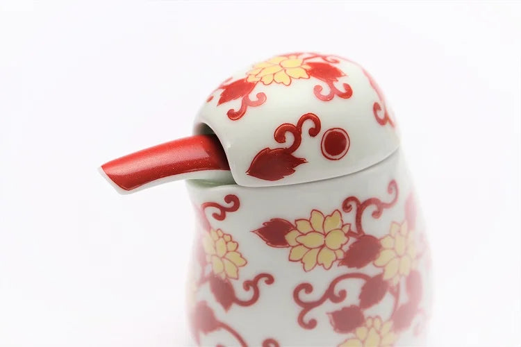 KUTANI WARE KINGFISHER ORNAMENT – NISHIKI RED KARAKUSA