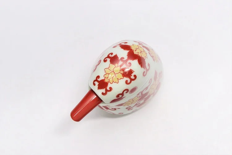 KUTANI WARE KINGFISHER ORNAMENT – NISHIKI RED KARAKUSA