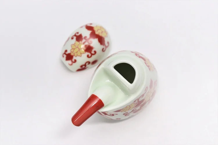 KUTANI WARE KINGFISHER ORNAMENT – NISHIKI RED KARAKUSA