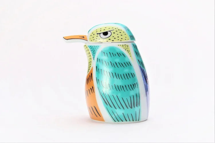 ARITA WARE NISHIKI KINGFISHER-SHAPED SOY SAUCE DISPENSER  / KOURAKU KILN