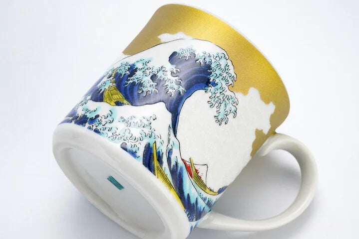 JAPANESE KUTANI PORCELAIN MUG CUP – WAVE DESIGN | SEIKOU KILN
