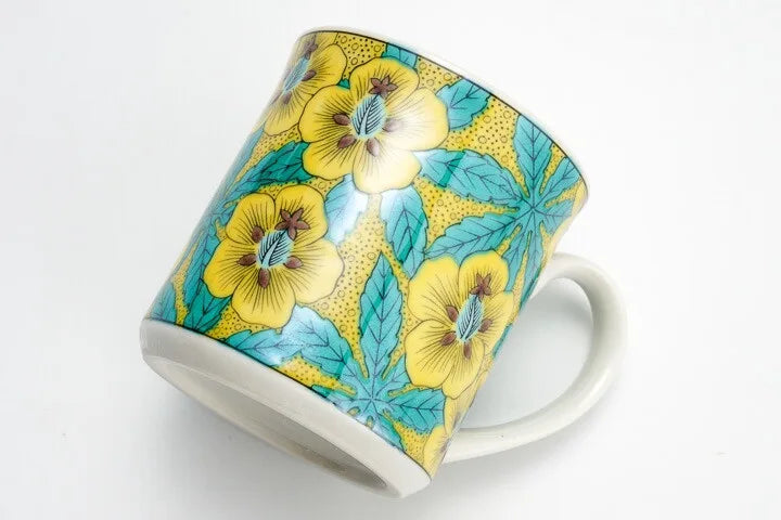 KUTANI JAPANESE MUG CUP AOI (HOLLYHOCK) /SEIKOU KLIN