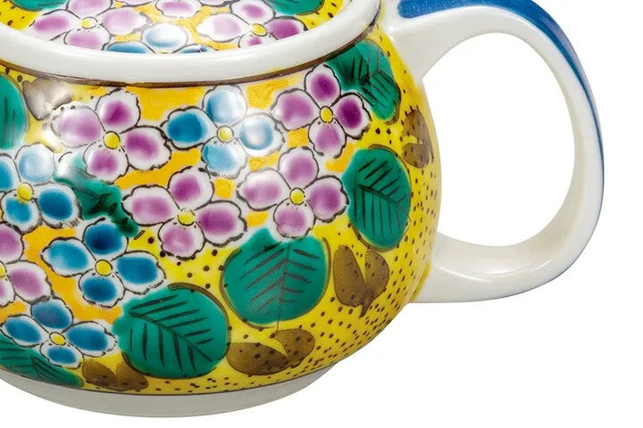 KUTANI JAPANESE TEA POT (YOSHIDAYA STYLE) HYDRANGEA DESIGN