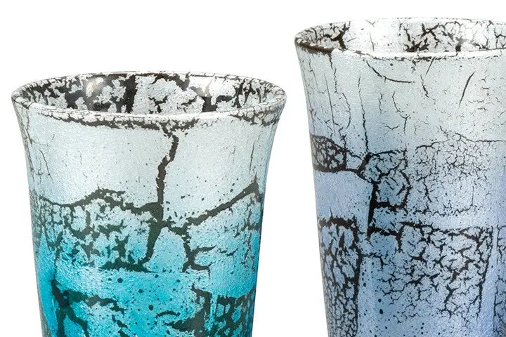 KUTANI WARE PAIR OF TALL FREE CUPS GINSAI