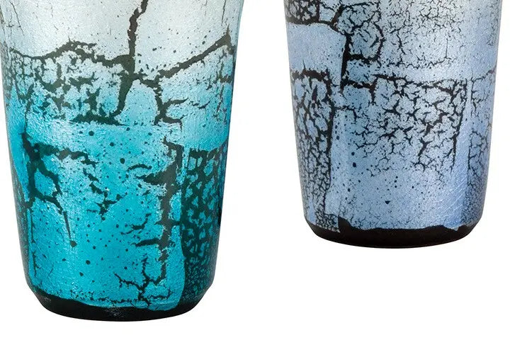 KUTANI WARE PAIR OF TALL FREE CUPS GINSAI