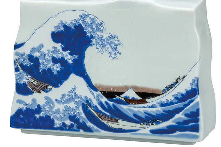 KUTANI JAPANESE SINGLE FLOWER VASE THE GREAT WAVE OFF KANAGAWA BY HOKUSAI