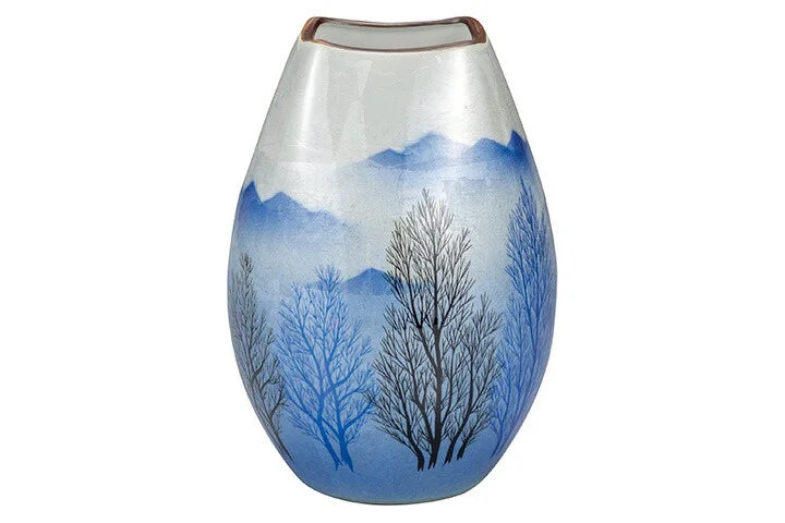 JAPANESE FLOWER VASE KUTANI  SILVER-GLAZED GROVE
