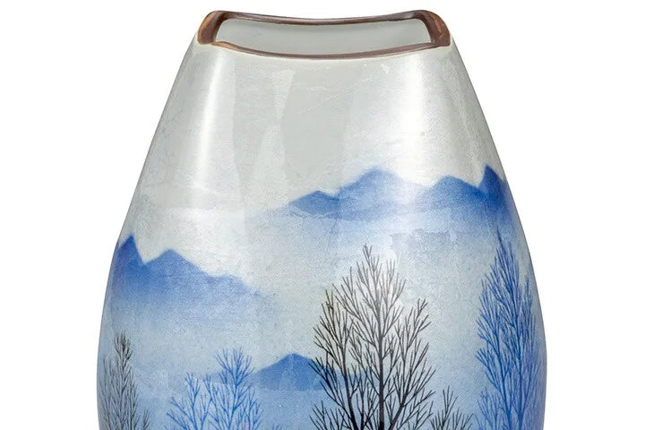 JAPANESE FLOWER VASE KUTANI  SILVER-GLAZED GROVE