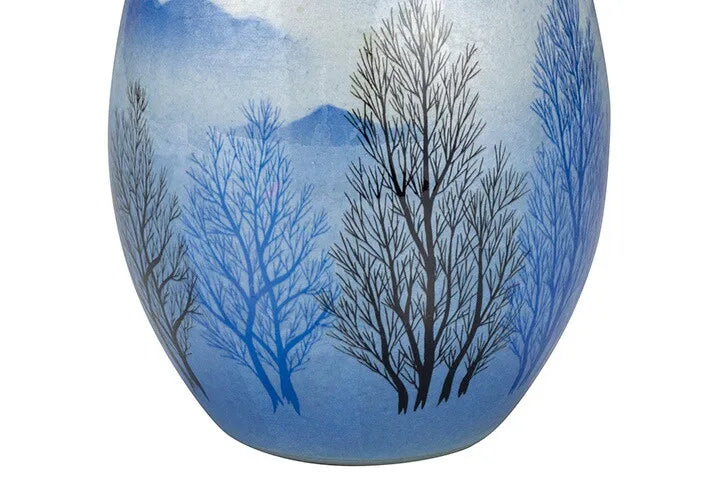 JAPANESE FLOWER VASE KUTANI  SILVER-GLAZED GROVE