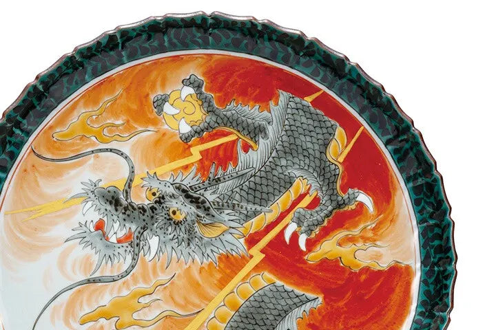 KUTANI DECORATIVE PLATE - SHORYU DRAGON MOTIF BY YOSHINORI FUKUDA