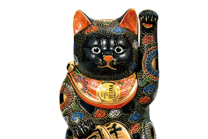 KUTANI WARE THE KOBAN MANEKI NEKO BLACK DECORATION