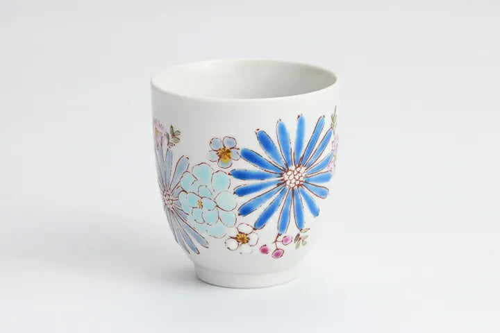 KUTANI WARE YUNOMI FLOWER BLUE/ IROEKUTANI YUU