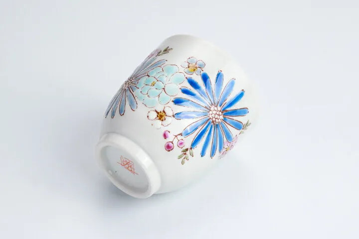 KUTANI WARE YUNOMI FLOWER BLUE/ IROEKUTANI YUU