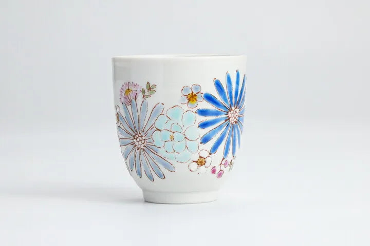 KUTANI WARE YUNOMI FLOWER BLUE/ IROEKUTANI YUU