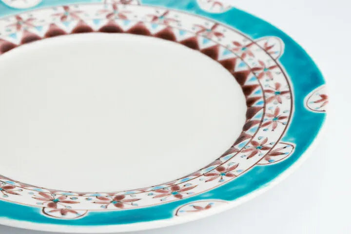 KUTANI WARE PERSIAN BLUE PLATE  IROE-YU HAND-PAINTED JAPANESE CERAMIC PLATE  MADE IN JAPAN