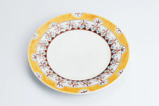 KUTANI WARE PERSIAN YELLOW PLATE  IROE-YU HAND-PAINTED JAPANESE CERAMIC PLATE  MADE IN JAPAN