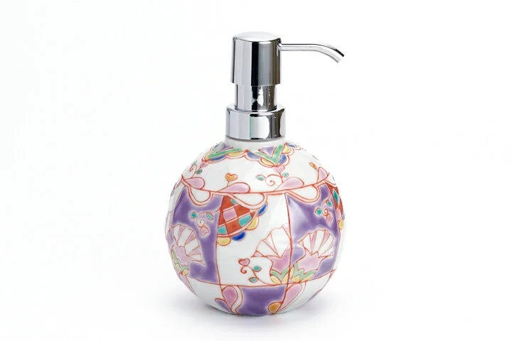 KUTANI WARE SOAP BOTTLE FLOATING FLOWER ART LAVENDER / GINSYUU KLIN