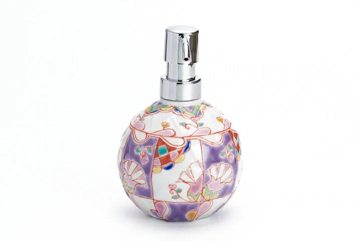KUTANI WARE SOAP BOTTLE FLOATING FLOWER ART LAVENDER / GINSYUU KLIN