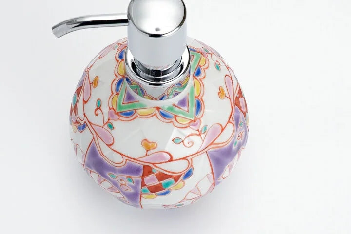 KUTANI WARE SOAP BOTTLE FLOATING FLOWER ART LAVENDER / GINSYUU KLIN