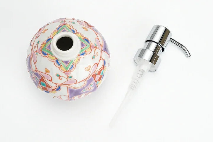 KUTANI WARE SOAP BOTTLE FLOATING FLOWER ART LAVENDER / GINSYUU KLIN