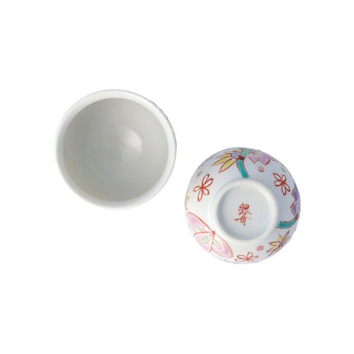 KUTANI WARE SAKE VESSELS SET FULL OF FLOWERS/GINSYUU KILN