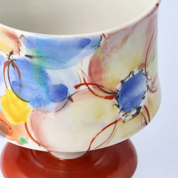 JAPANESE WINE GLASS KUTANI GOBLET DANCING IN THE WIND /KOKUZOU KLIN
