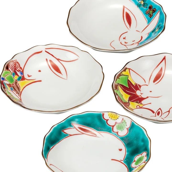 KUTANI WARE SMALL PLATE HANA USAGI