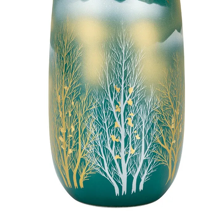 KUTANI WARE ZUNDŌ GOLDEN CLOUDS AND CRANES AMONG TREES