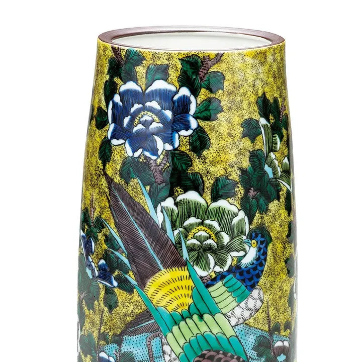 KUTANI WARE FLOWER VASE YOSHIDAYA STYLE KACHO DESIGN