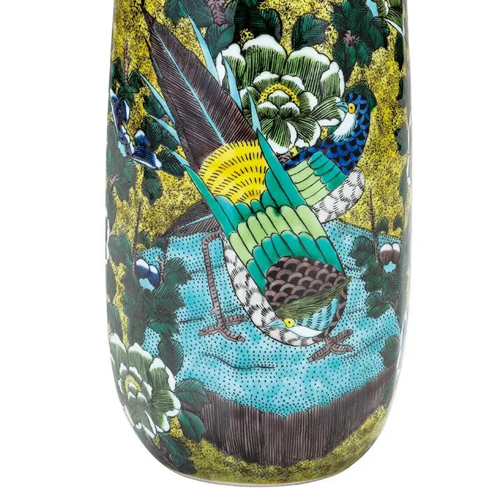KUTANI WARE FLOWER VASE YOSHIDAYA STYLE KACHO DESIGN