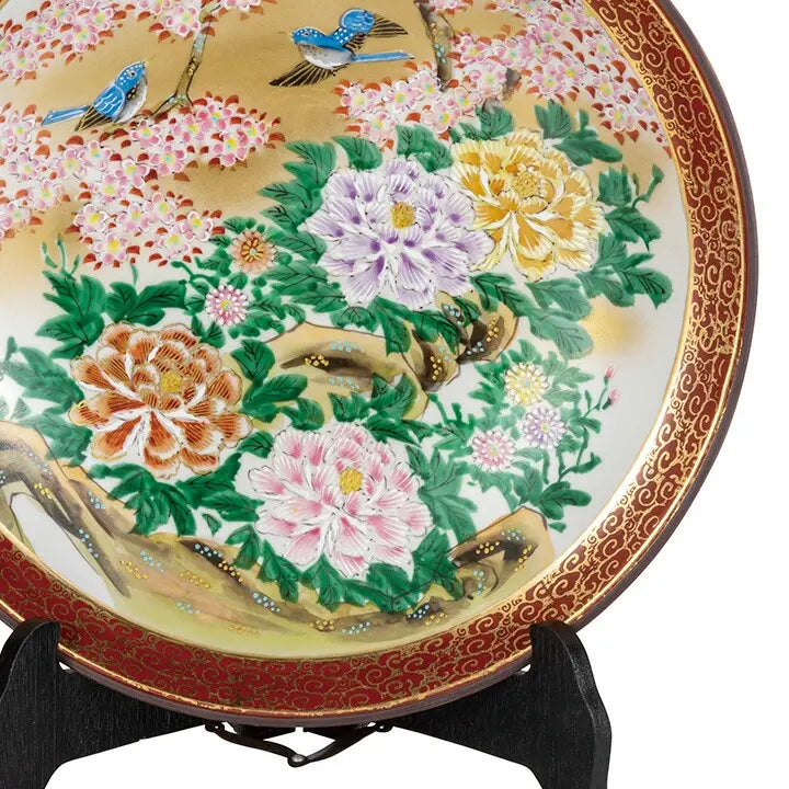 KUTANI WARE DECORATIVE PLATE PEONY AND BIRD