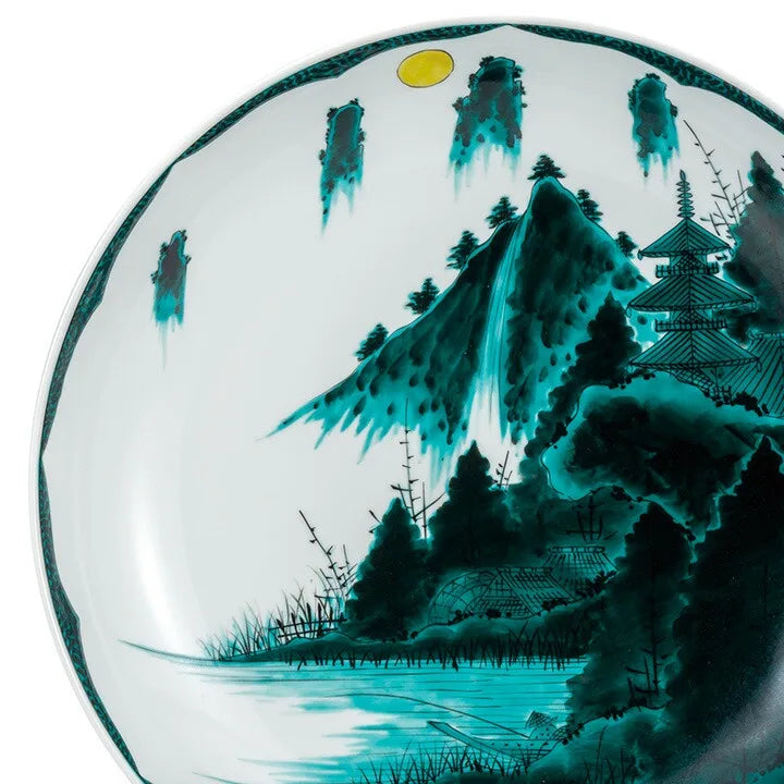 KUTANI WARE DECORATIVE PLATE (AOTE LANDSCAPE) / YOSHINORI FUKUDA