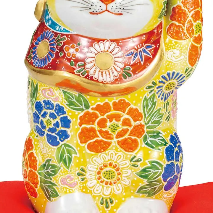 KUTANI WARE LUCKY CAT (MANEKI NEKO) YELLOW MORI