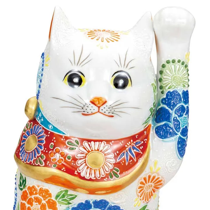 JAPAN KUTANI  LUCKY CAT( MANEKI-NEKO) WHITE-MORI