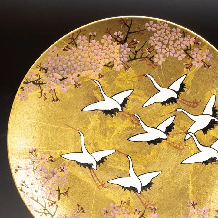 KUTANI JAPANESE DECORATIVE PLATE GOLD LEAF AYAZURU / TAKASHI KITAMURA