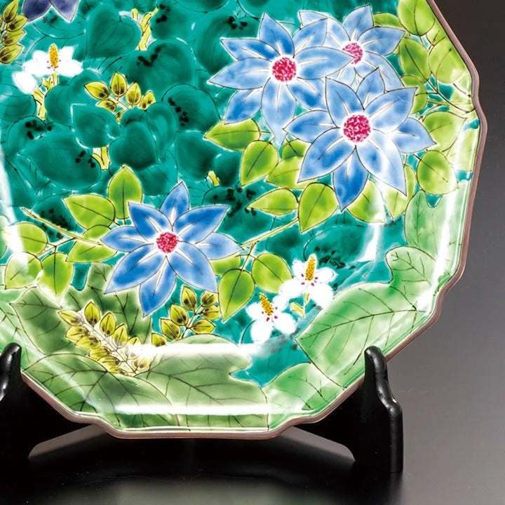 KUTANI WARE DECORATIVE PLATE EARLY SUMMER FIELDS /MINORU KAWADA