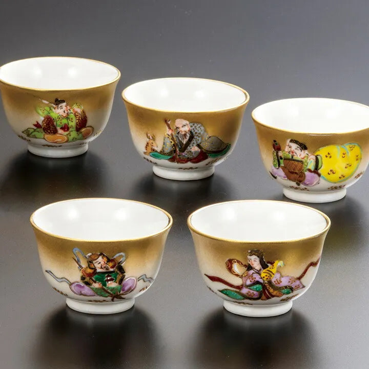 JAPANESE TEAPOT SET KUTANI SEVEN LUCKY GODS HOUHIN / TOSHIFUMI TAKA