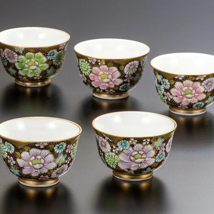 KUTANI PORCELAIN TEAPOT & CUP SET – HANA-TSUME DESIGN BY TAKAFUMI TAKA, LUXURY JAPANESE TABLEWARE