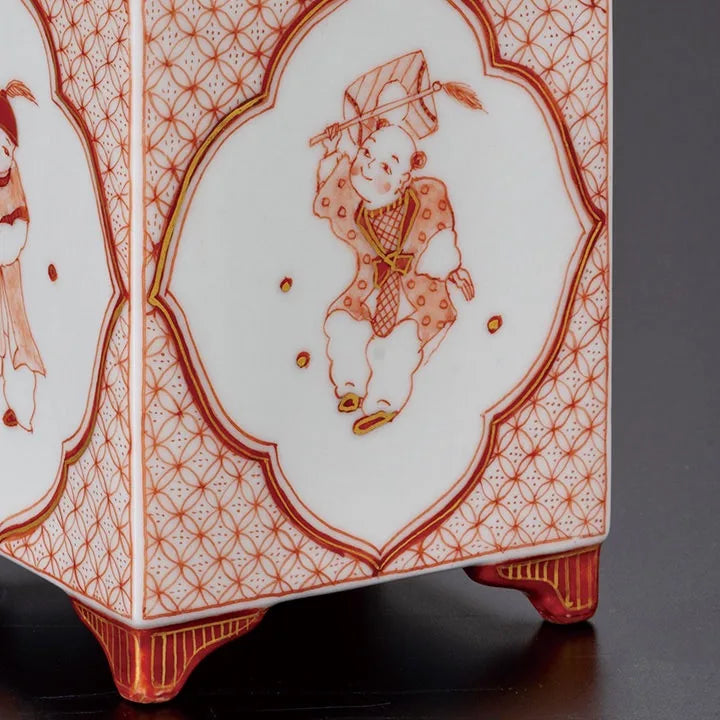 KUTANI JAPANESE INCENSE BURNER AKAE SAIBYO KARAKO MON/REIKO FUKUSHIMA