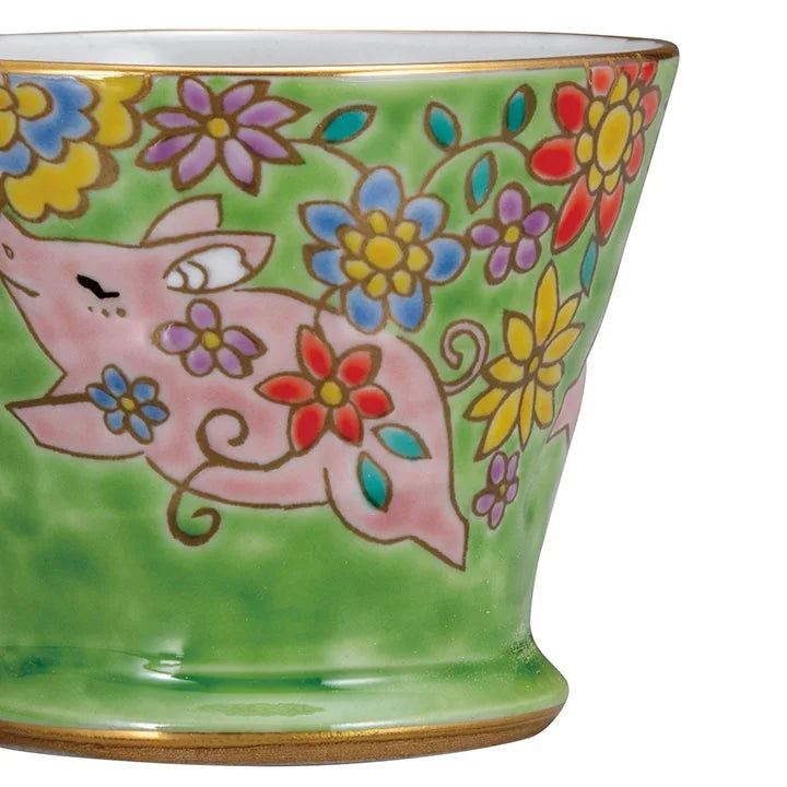 KUTANI WARE FREE CUP PIGLET DESIGN / BIZAN KILN