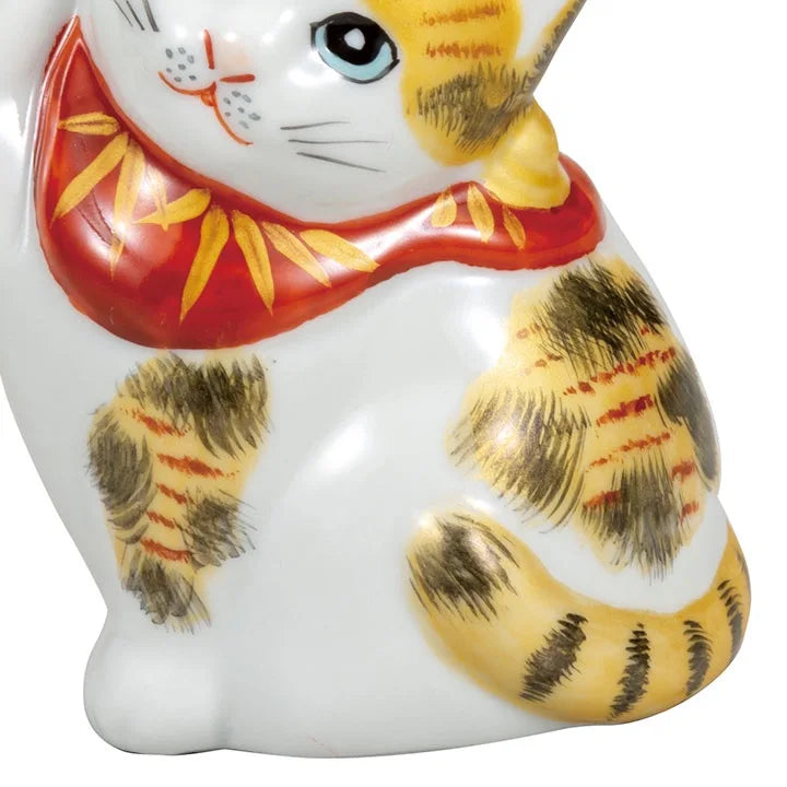 KUTANI JAPANESE EAR CLEANING CAT (MANEKI NEKO) GOLD PAINTED CALICO