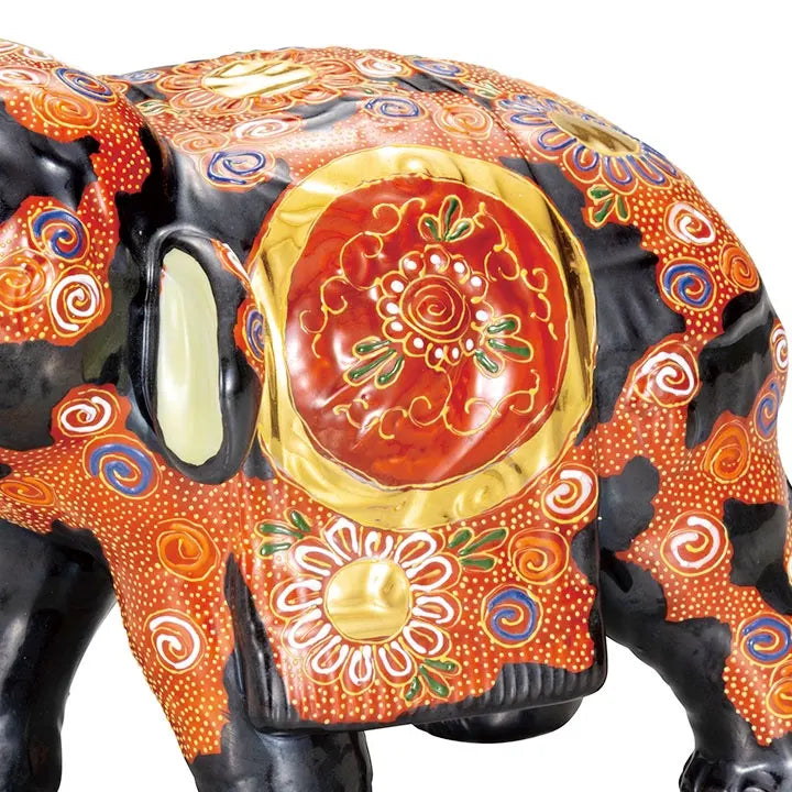 JAPANESE KUTANI WARE ELEPHANT KONMORI|TRADITIONAL JAPANESE CRAFT FIGURINE