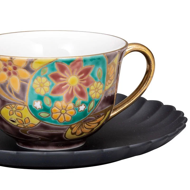 KUTANI WARE CUP & SAUCER UMIGAME