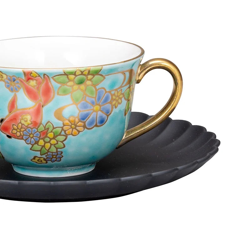 KUTANI WARE CUP & SAUCER KINGYO
