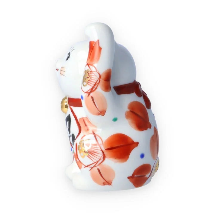 KUTANI WARE LUCKY CAT(MANEKI NEKO) AKAE TSUBAKI( LEFT HAND)/KOKUZOU KLIN