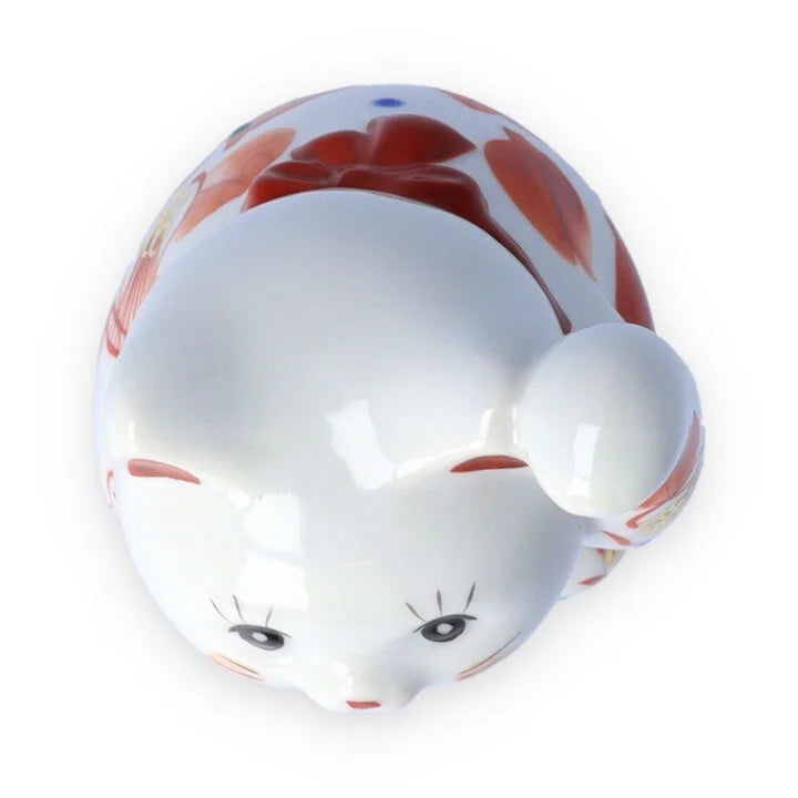 KUTANI WARE LUCKY CAT(MANEKI NEKO) AKAE TSUBAKI( LEFT HAND)/KOKUZOU KLIN