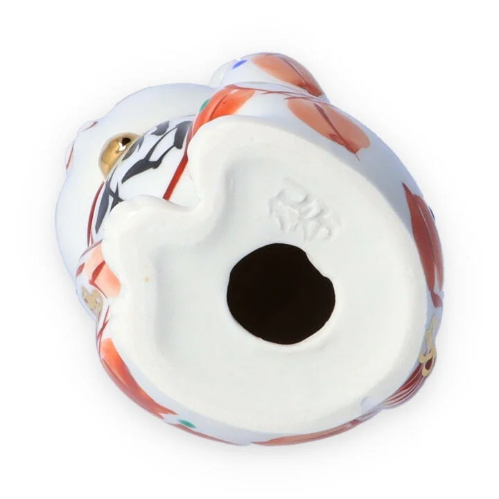 KUTANI WARE LUCKY CAT(MANEKI NEKO) AKAE TSUBAKI( LEFT HAND)/KOKUZOU KLIN