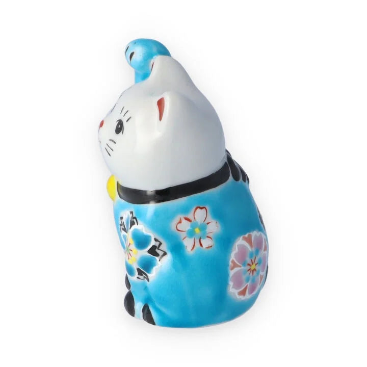 KUTANI WARE  LUCKY CAT(MANEKI NEKO) KASANE ZAKURA (BLUE)/ KOKUZOU KLIN