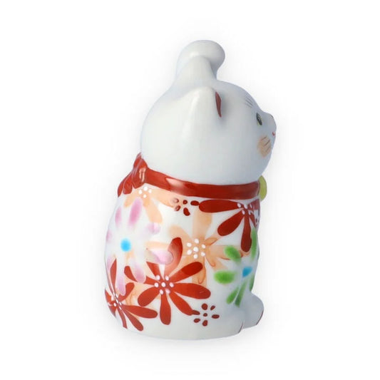 KUTANI WARE  LUCKY CAT(MANEKI NEKO) FLOWER UTAGE RED / KOKUZOU KLIN
