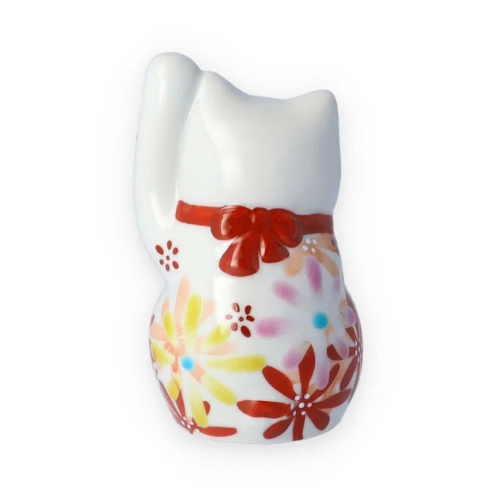 KUTANI WARE  LUCKY CAT(MANEKI NEKO) FLOWER UTAGE RED / KOKUZOU KLIN